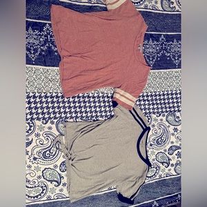 Two crop tops. Pink size small. Gray size medium